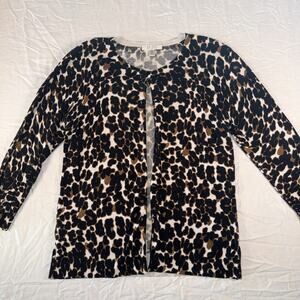 Spense Knits Animal Print Cardigan Sweater Womens Petite XL Leopard Buttons Up